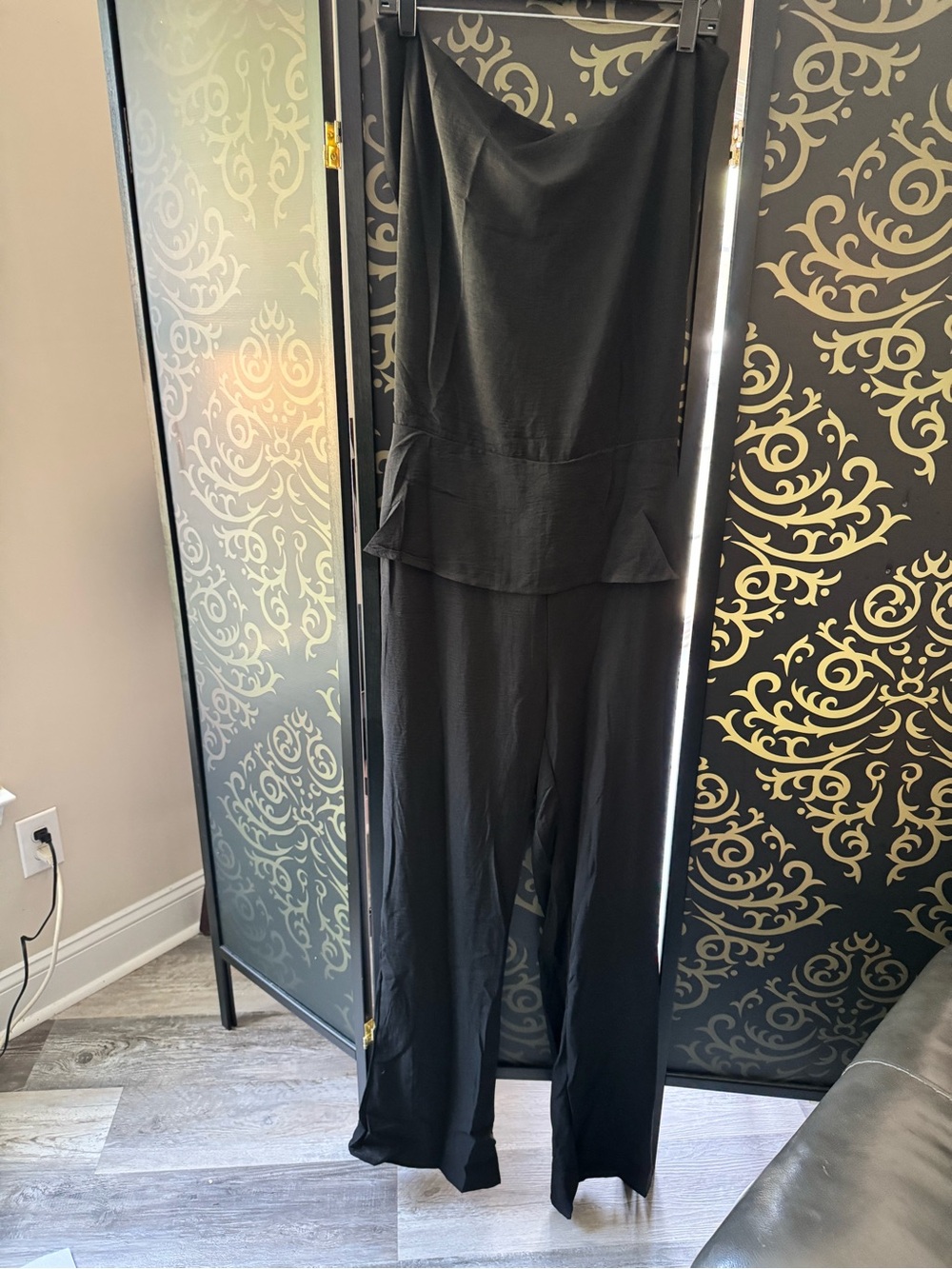 Fashion Nova Black Strapless Peplum Jumpsuit